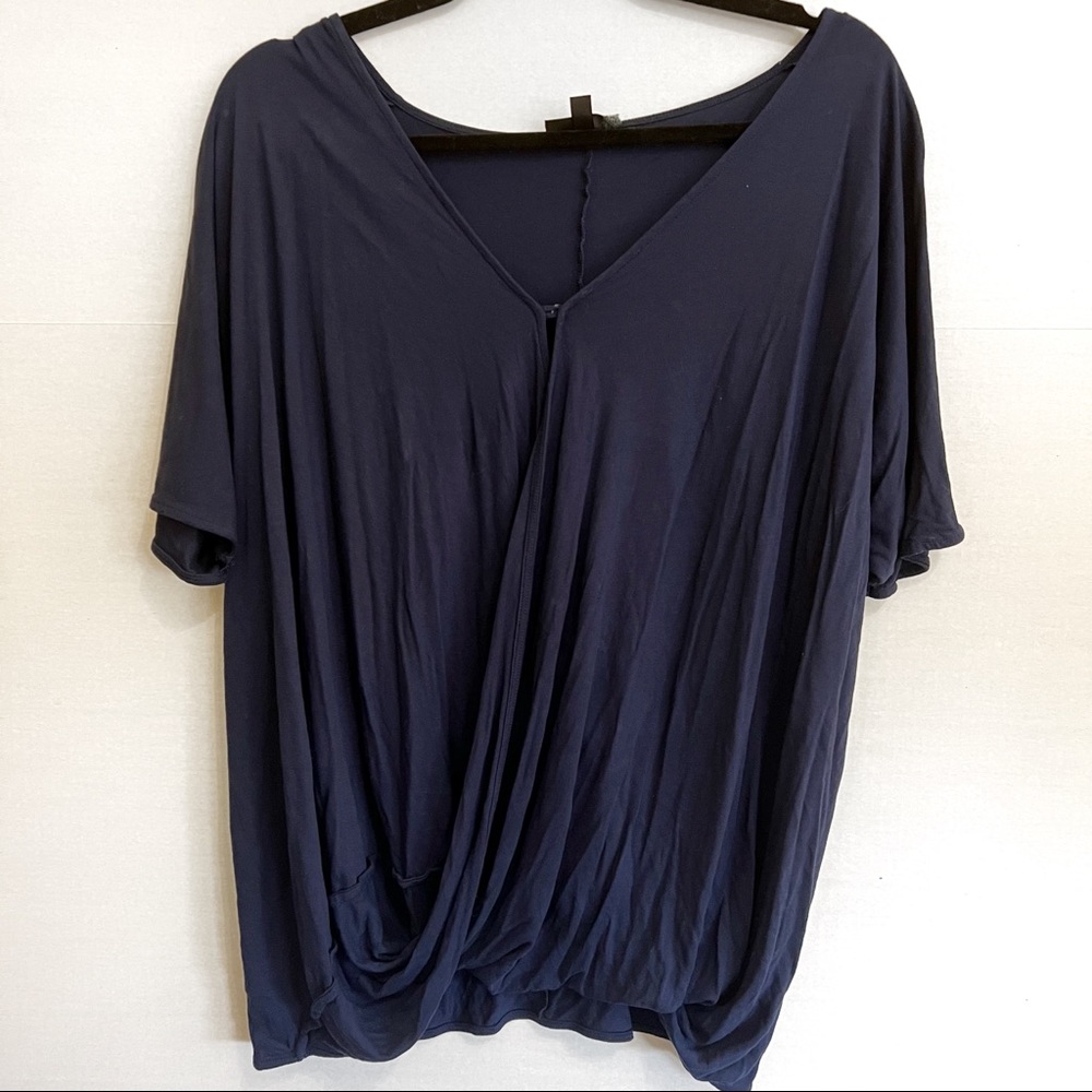 Topshop Drapey Faux Wrap Blue Top